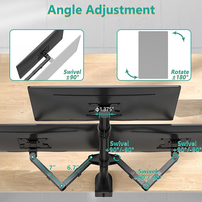 WALI Triple Monitor Mount for 13-27 inch Computer Screens, 3 Monitor Desk Mount - Image 5