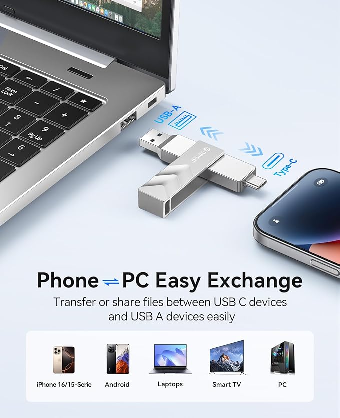 ORICO 2TB Portable Solid State Drive, 1050MB/s Dual-Port Rotating Metal - Image 4