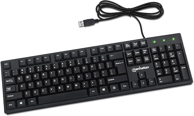 Manhattan Wired Computer Keyboard – Basic Black Keyboard - by ManhattanProducts