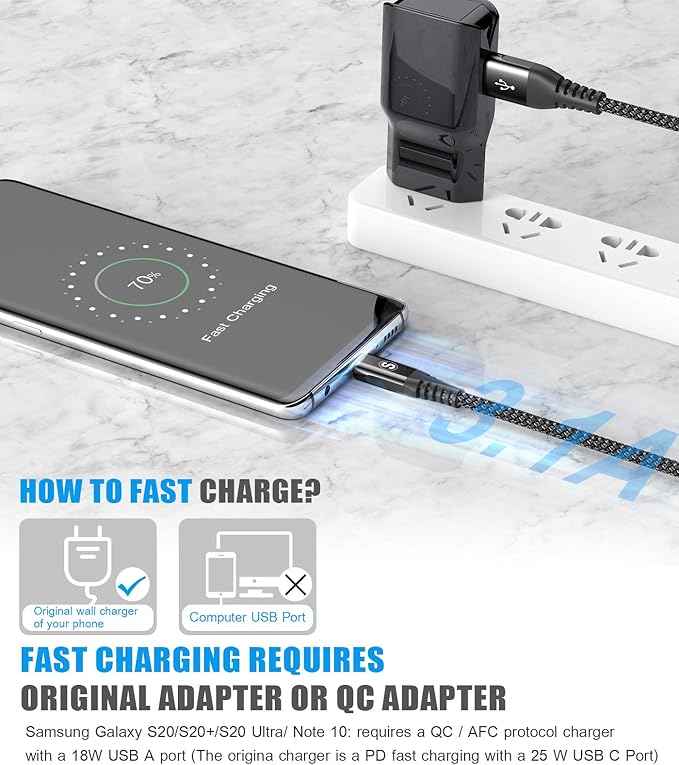 sweguard USB Type C Charger Cable iPhone 16 Charger Nylon Braided Cord - Image 3