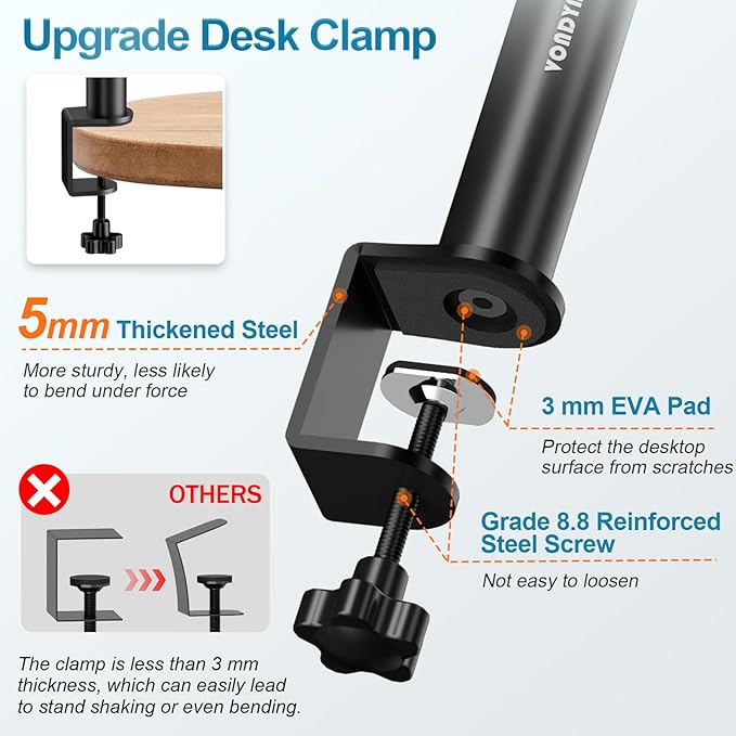 Set of 2 Studio Monitor Stands Desktop Speaker Stands Height Adjustable 12" to - Image 5