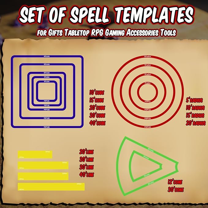 Sintuff 15 Pcs Spell AOE Damage Template Translucent Acrylic Area of Effect - Image 2