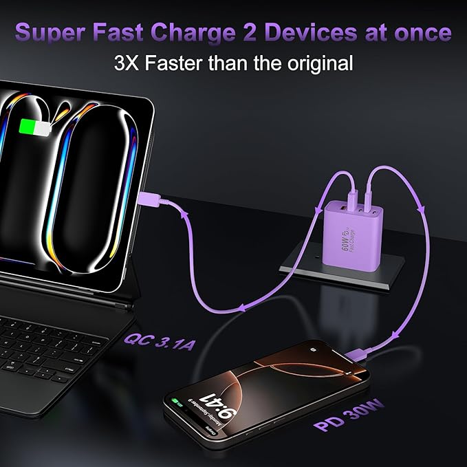 USB C Fast Wall Charger Block, 5-Port PD+QC Power Adapter Multiport Brick Type - Image 4
