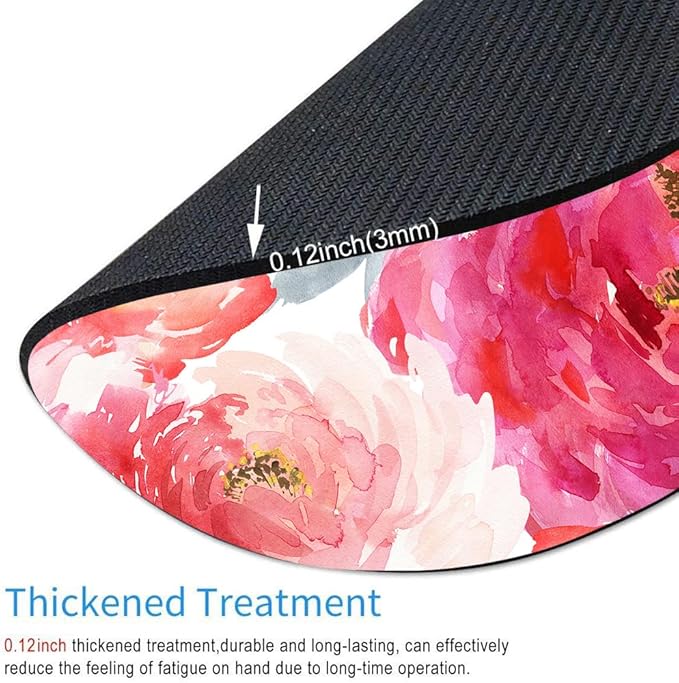 Pink Peony Flower Round Mousepad, Personalized Custom Design Mouse Pads，Cute - Image 3