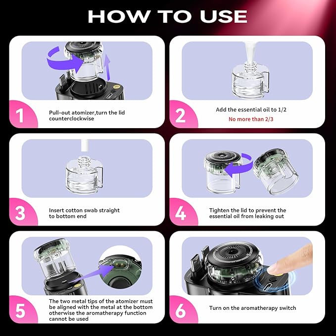 Retractable Car Charger with Aromatherapy and Starlight, 5 in 1 USB C Car - Image 6