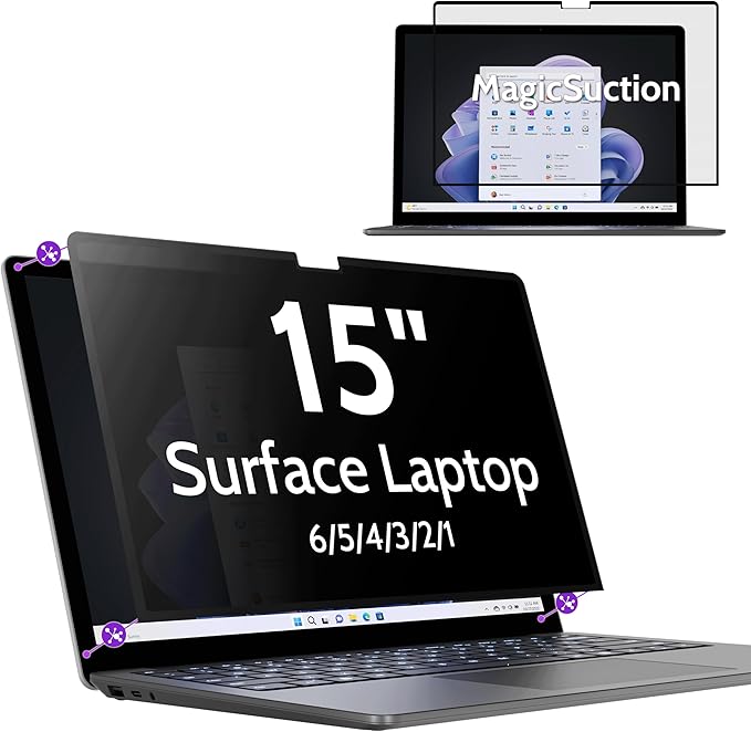Privacy Screen for 15 Inch Surface Laptop 6/5/4/3/2/1, MagicSuction™ Removable by peslv