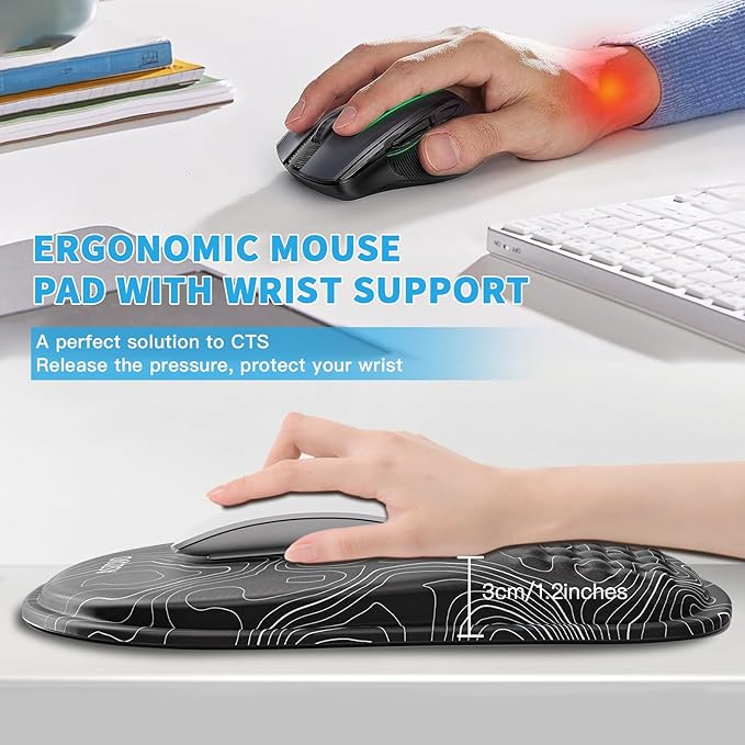 Mouse Pad with Wrist Rest, Ergonomic Mousepads with Wrist Support, Soft Lycra - Image 2
