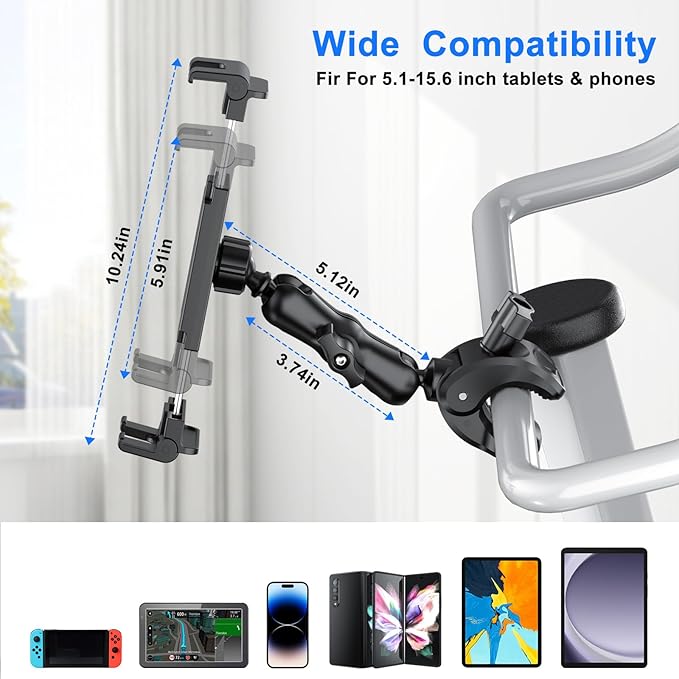PLDHPRO Tablet Holder for Mic Stand 360° Swivel iPad Music Stand Mount for - Image 4