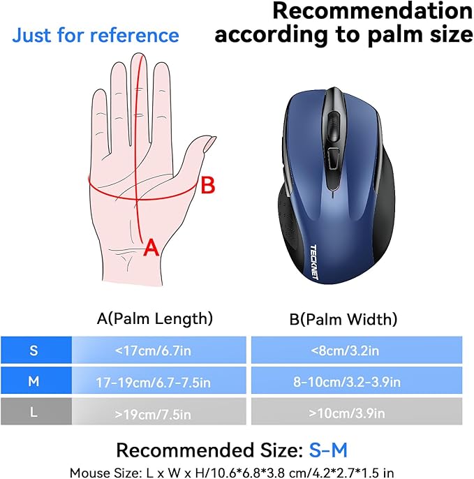 TECKNET Rechargeable Jiggler Wireless Mouse 4800 DPI Silent USB A & Bluetooth - Image 3