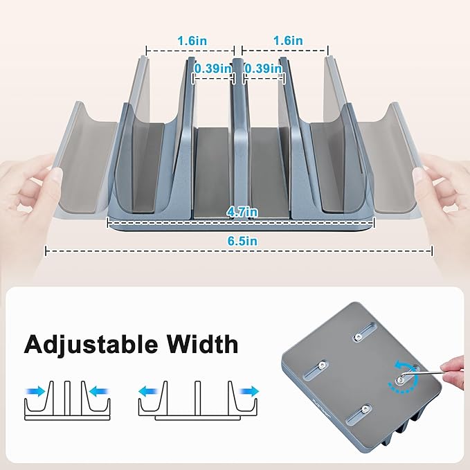 JARLINK 4-in-1 Adjustable Vertical Laptop Stand Holder, Aluminum Dual Slots - Image 2