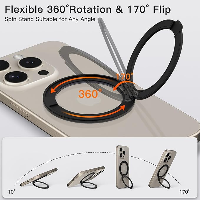 COOLQO 1Pc 360 Spin Cell Grip Ring Phone Stand Magnetic Holders - Image 3