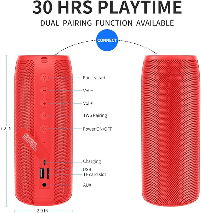 Bluetooth Speaker, MusiBaby M88 Speakers, Dual Pairing, Loud Stereo Sound - Image 5