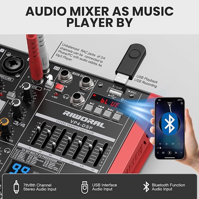 4 Channel Audio Interface DJ Mixer - Image 3