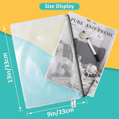 12pcs Mesh Zipper Pouch Bags, A4 Puzzle Bag - Image 2