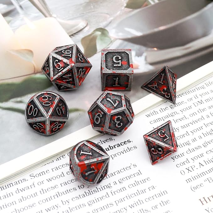 Haxtec Bloodstained Metal DND Dice Set Blood Polyhedral D&D Dice Compatible - Image 3