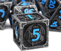 Haxtec Metal DND Dice Set Black Blue Dragon D&D Dice Set by HaxtecDice