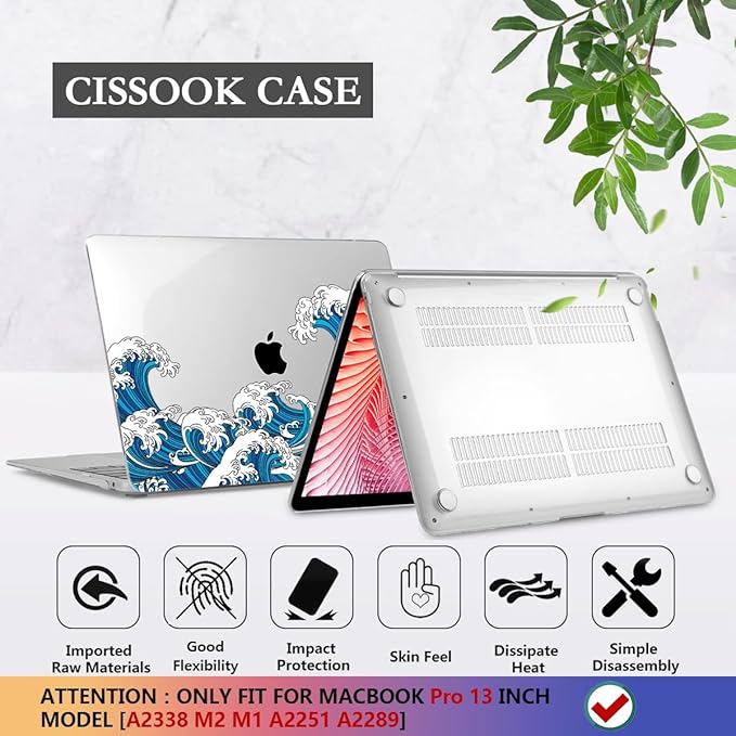CISSOOK Wave Case for MacBook Pro 13 inch Case 2025-2020 Release, Ocean Hard - Image 6