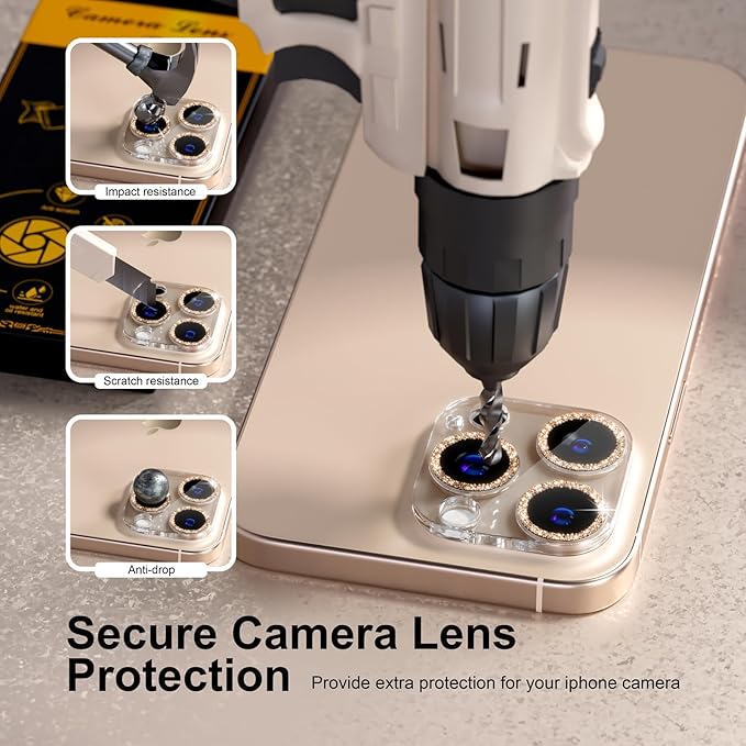beuxece for 6 Pack iPhone 16 Pro/iPhone 16 Pro Max Camera Lens Protector 9H - Image 4