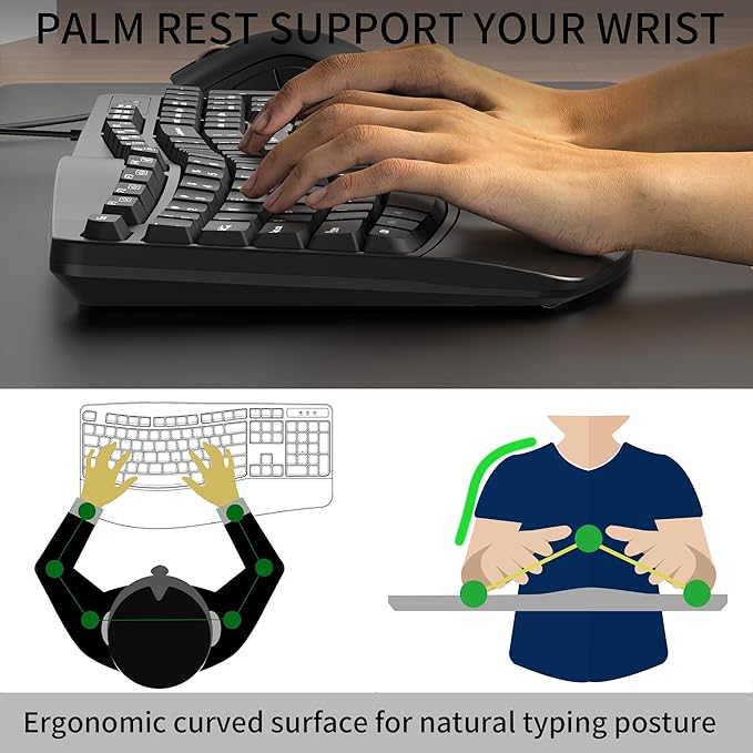 Ergonomic Keyboard, Wired Computer USB Keyboard - Image 3
