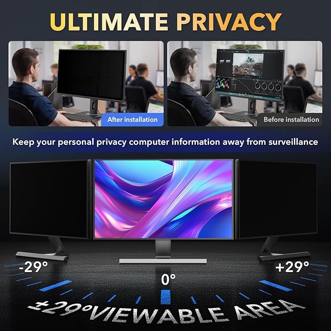 Magnetic 2 Pack Invisible Hidden Design Computer Privacy Screen Filter 24 Inch - Image 3