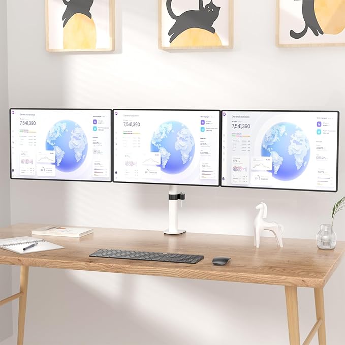 WALI Triple Monitor Mount, Three Monitor Desk Mount Fits 13-27in Screens - Image 2