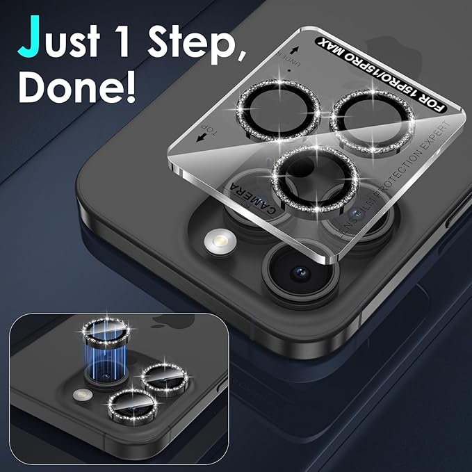 YWXTW Designed for iPhone 15 Pro/iPhone 15 Pro Max Camera Lens Protector Bling - Image 4