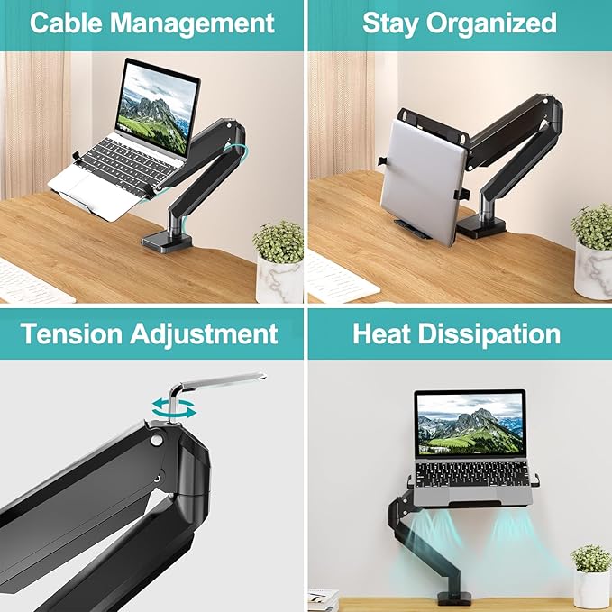MOUNT PRO Laptop Arm Mount for Desk, 2 in 1 Function Monitor Laptop Stand - Image 5