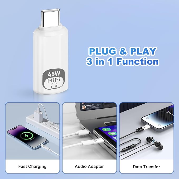 USB C to Lightning Audio Adapter, Lightning to USB C Hi-Fi Adapter - Image 3