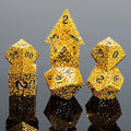 Golden Metal Hollow DND Dice Set Metallic Luster Maze Design by Unknown