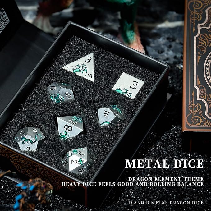 Metal DND Dice Set, Dungeons and Dragon TTRPG Role Playing Table Games - Image 5