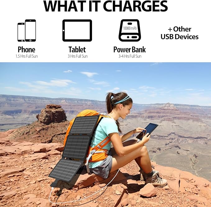 20W Portable Foldable ETFE Solar Panel Charger 5V USB-A*2 Lightweight IP67 - Image 6