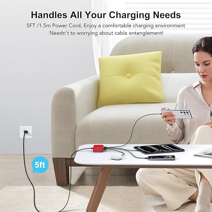 USB C Fast Charger 100W GaN 6 Port Type USB C Charging Station Hub Block Wall - Image 5