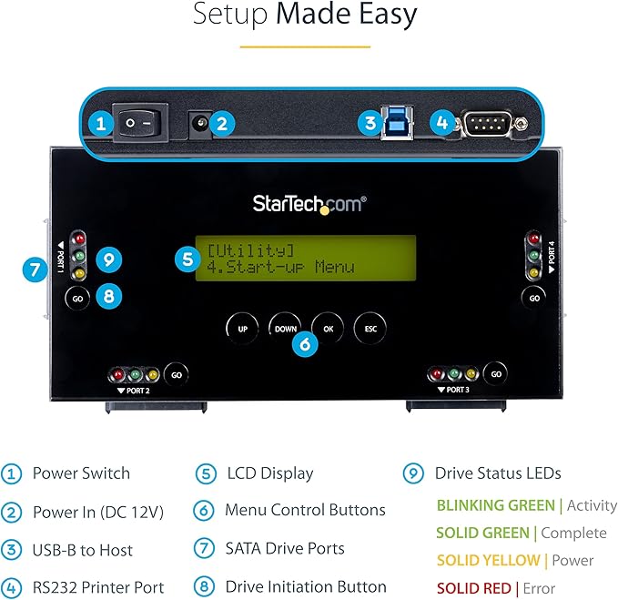 StarTech.com 4 Bay SSD/HDD Hard Drive Eraser, 2.5/3.5" SATA, Hostless - Image 4
