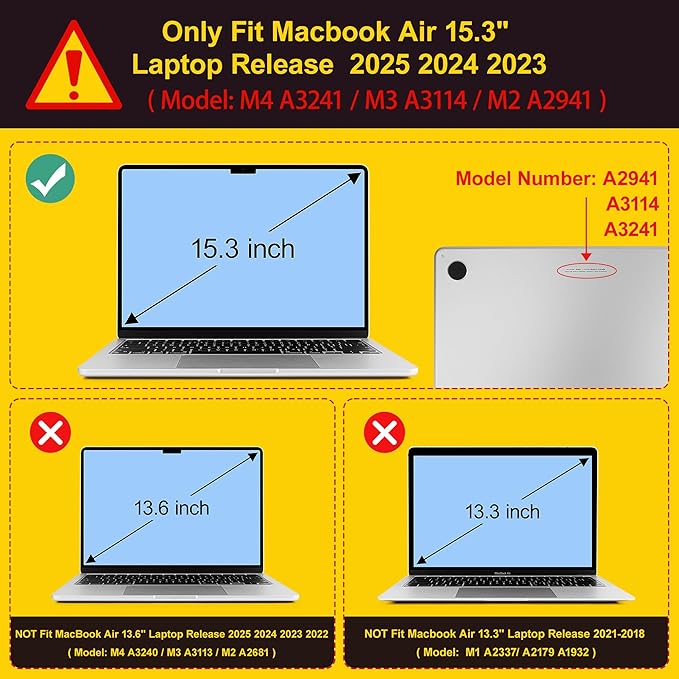 Mektron for 2025 MacBook Air 15 inch M4 Case A3241/ 2024 M3 A3114/ 2023 A2941 - Image 2