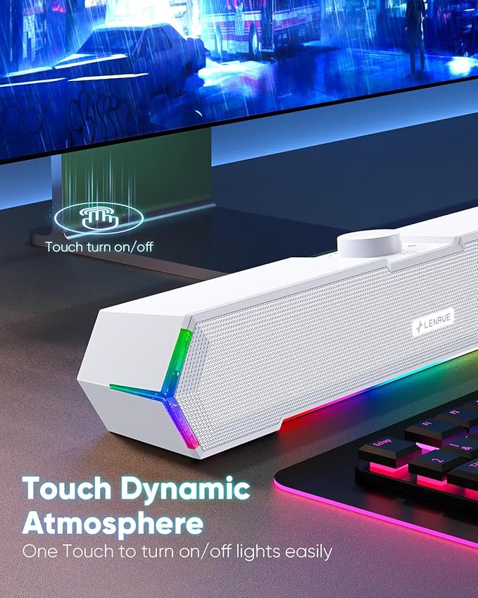 LENRUE G11 Computer Speakers for Desktop, Touch Lights PC Speakers - Image 3