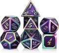 Purple Metal Dice Set D&D, DNDND 7 Die Enamel Polyhedral DND Dice Set by DNDND