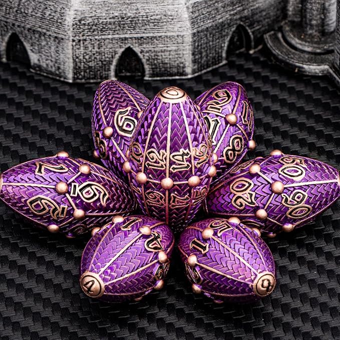 ARUOHHA DND Metal Dice Copper Purple Dragon Egg Dice - Image 4