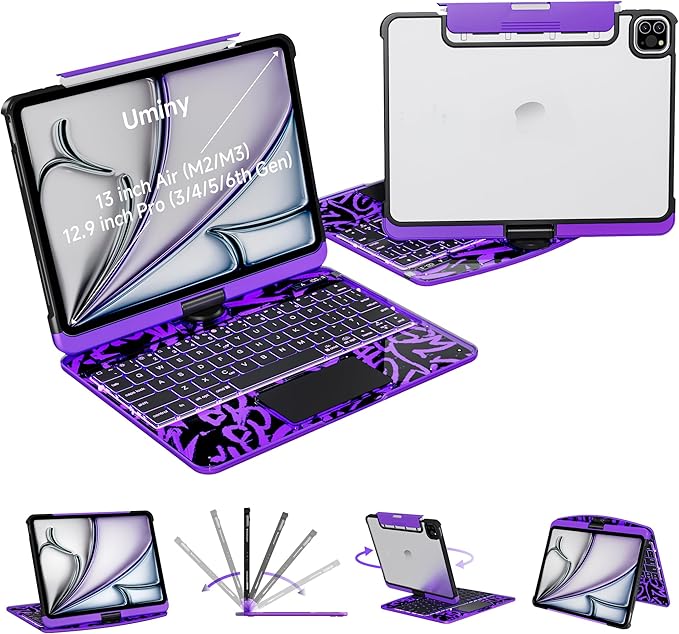 Keyboard Case for 12.9 inch iPad Pro 6/5/4/3rd Gen & 13 inch iPad Air Wireless by Uminy