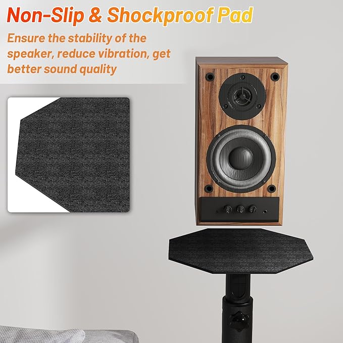 Universal Floor Speaker Stands Pair, Surround Sound Bookshelf Speaker Stands - Image 6