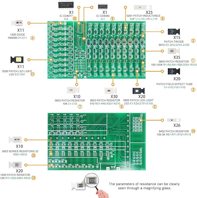 Soldering Practice Kit DIY Two-sided SMT 3-row White Red LED SMD Circuit Kit - Image 3