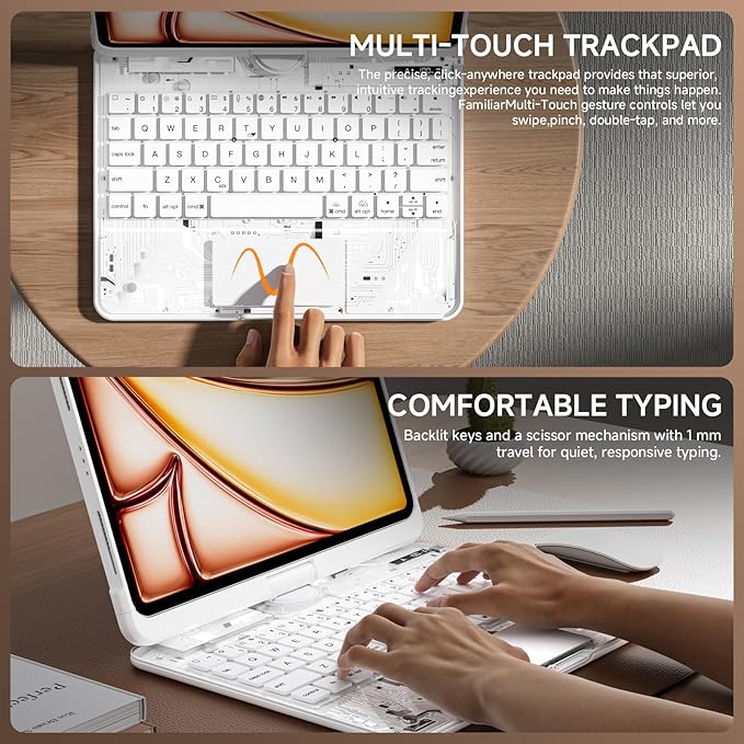 Transparent Case with Keyboard for 2024 iPad Pro 13 inch, iPad Pro 13, 7-Color - Image 6