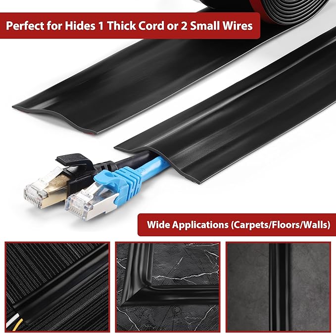 16.4ft Soft PVC Cord Cover, Self-Adhesive Cable Hider - Image 3