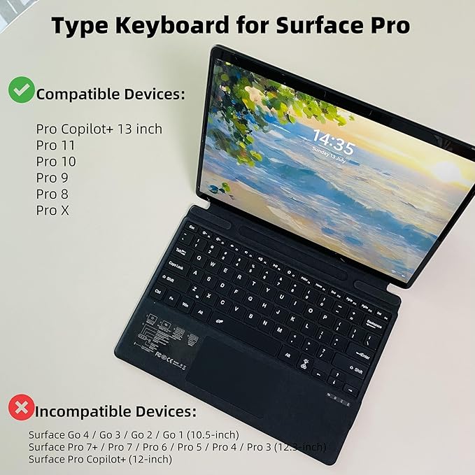 Keyboard for Microsoft Surface Pro Copilot+ / Pro 11 / Pro 10 / Pro 9 / Pro 8 / - Image 2