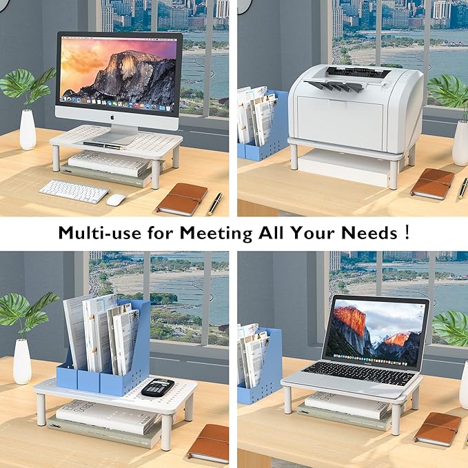 BONTEC 2 Pack 3 Height Adjustable Monitor Stand Riser - Image 2