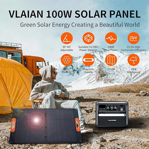 100W Portable Solar Panel for Power Station Generator, 100 Watt Foldable Solar - Image 2