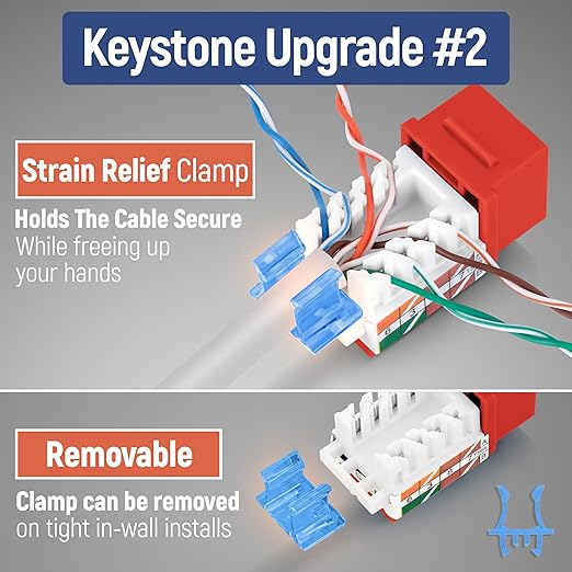 Everest 45° Angled RJ45 Cat5e Keystone Jacks 10-Pack in Orange - Image 4