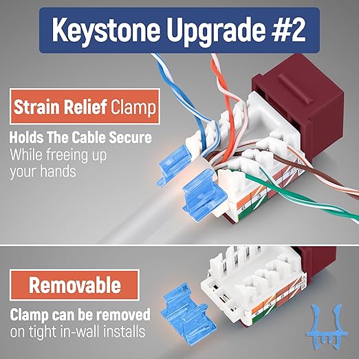 Everest 45° Angled RJ45 Cat5e Keystone Jacks 50-Pack in Red - Image 4
