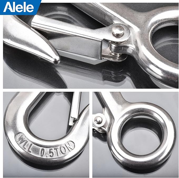 Alele 2Pack 0.5T Crane Scale Grab Hooks, Slip Hooks, Stainless Steel Lifting - Image 3