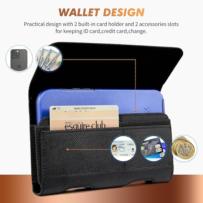 BECPLT Nylon Belt Holster Case Cell Phone Pouch Belt Holder Phone Holster Cover - Image 2