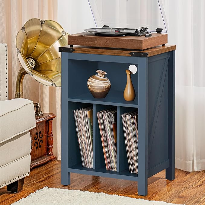 Record Player Stand with Vinyl Record Storage, Large Wood Turntable Stand - Image 4